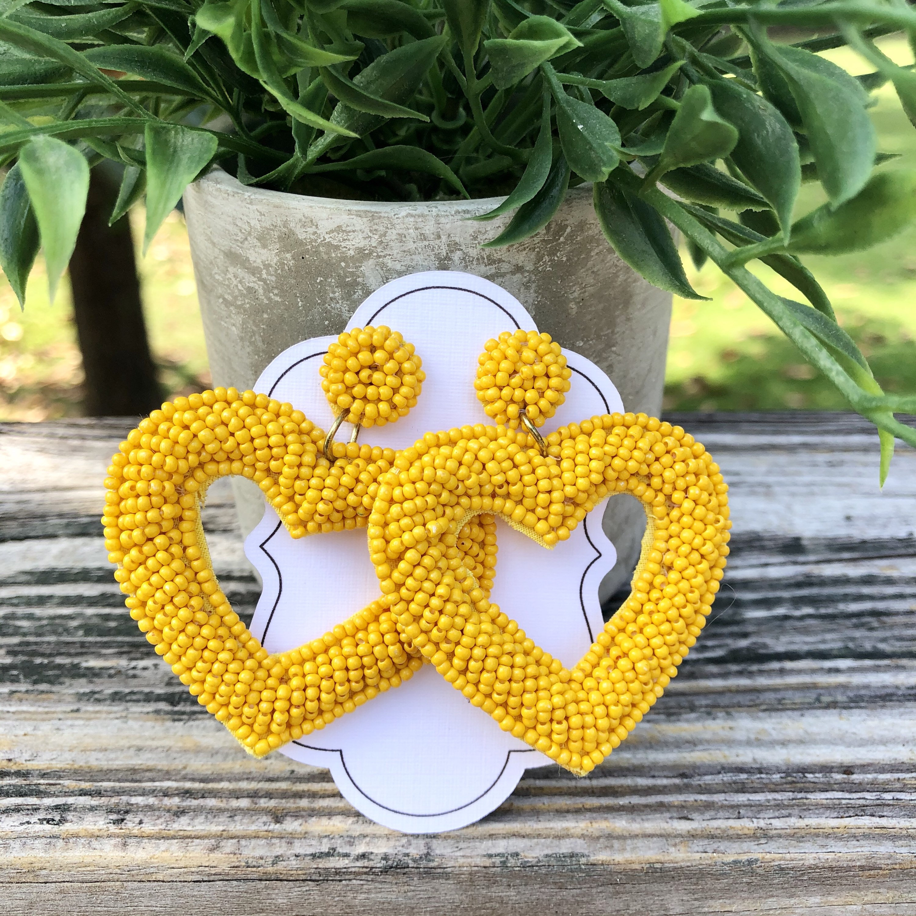 Beaded Heart Earrings Several Colors Post back Soft felt Etsy