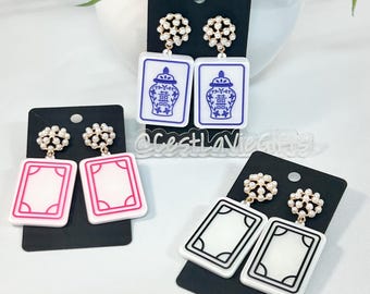 Mahjong Tile Earrings: Game Night Jewelry - 4 Styles