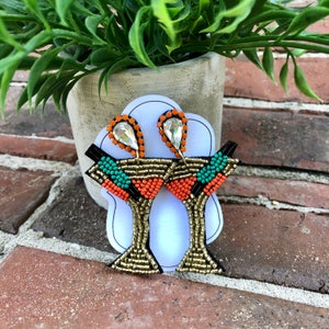 Cocktail Beaded Earrings - Cosmo - Martini - Fun & Lightweight!