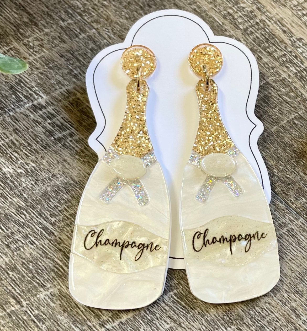 BEAUTIFUL Champagne Bottle Acrylic Earrings 2 Choices Etsy