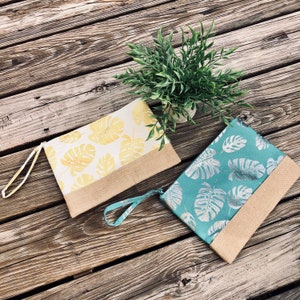 Palm Leaf Wristlet Zippered Tote oder Geldbörse - Perfekt für den Strand! 2 Farben!