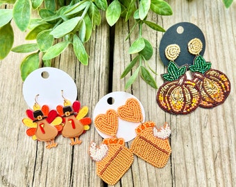 Fall Earrings - Thanksgiving - Pumpkin-Sweet Potato Pie-Turkey-Halloween Pumpkin