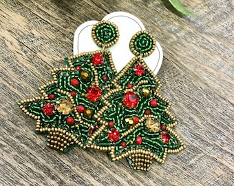 Orecchini A Fiocco Di Natale Per Donna: Triplo Fiocco Pendente In Oro, Argento, Rosso E Verde - Gioielli Festivi - 4