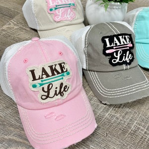 Distressed Lake Life Hat - Beach Vacation Trucker Cap