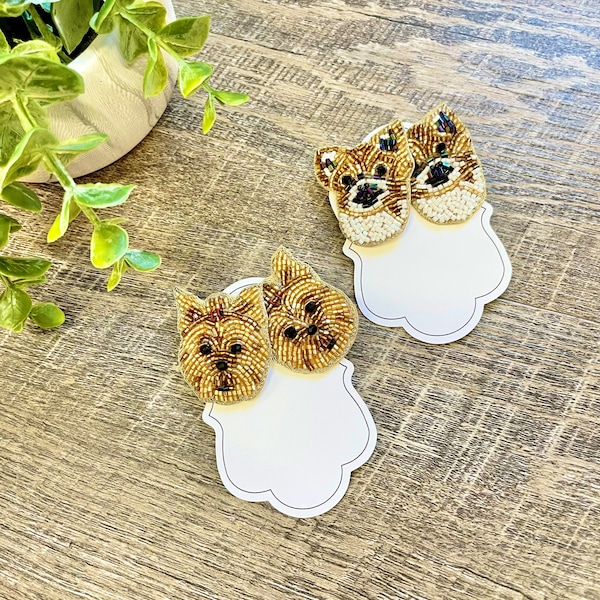 Pärlformade örhängen med Chihuahua och Yorkshire terrier-motiv: Gåva till hundälskare