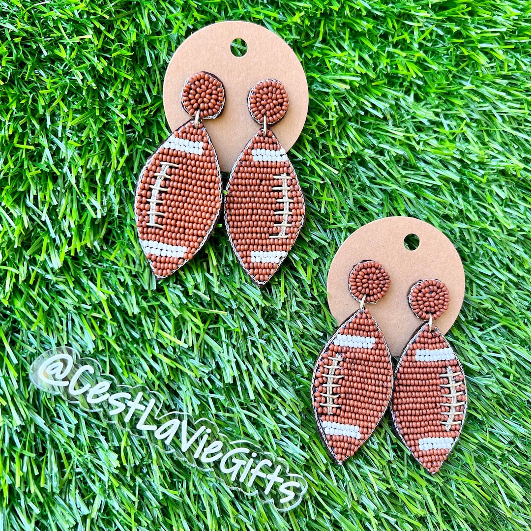Beaded Football Earrings GAME DAY Football Game Etsy