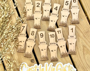 Llamador de patos para bebés: hitos - Caza de patos - Guardería - Accesorio para fotos de bebés - Regalo para baby shower, pequeño cazador, habitación de bebé con temática de caza de patos
