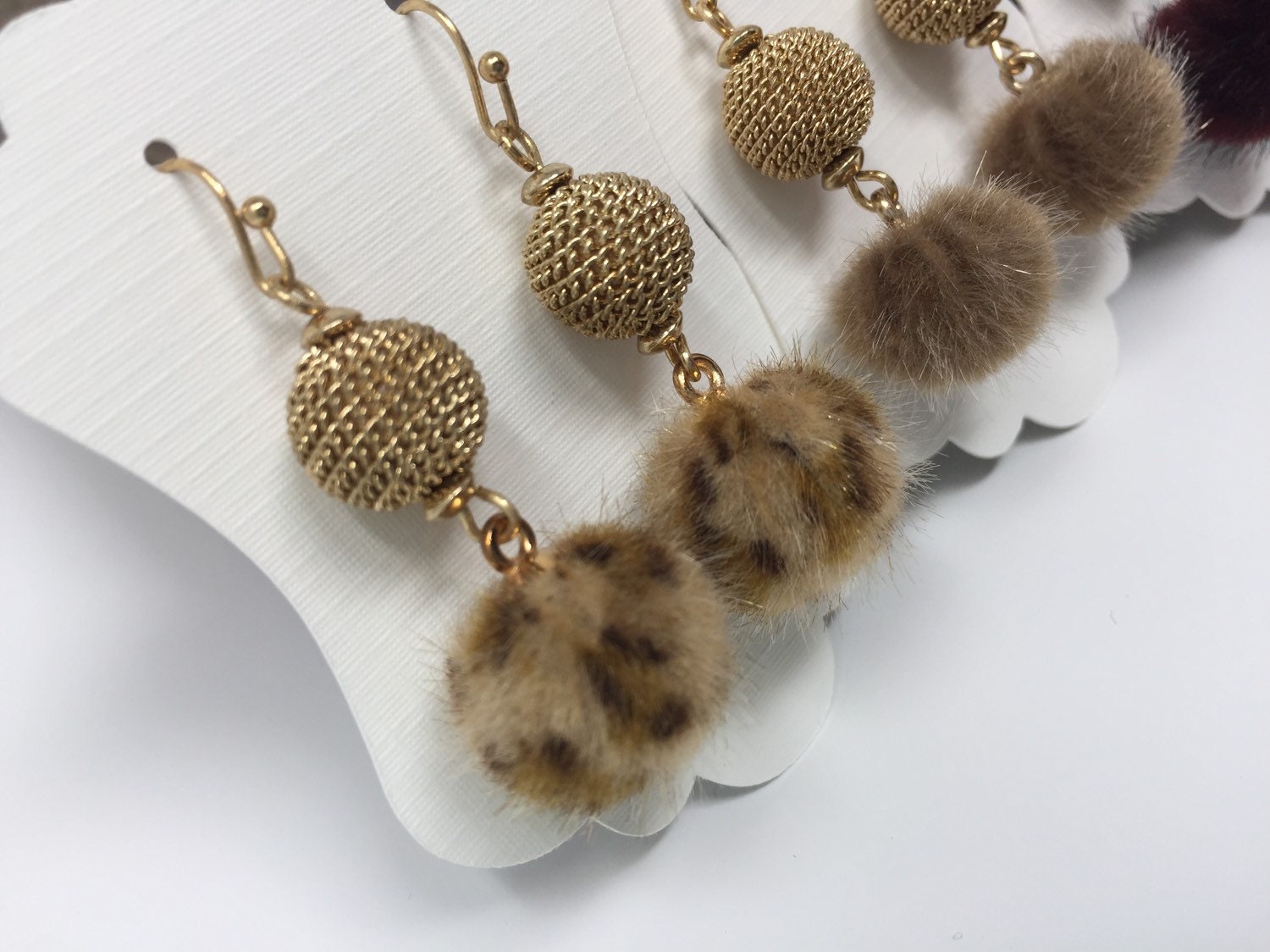 Buy 59 Pairs Faux Fur Pom Pom Earrings Set Round Ball Dangle Earring  Colorful Fluffy Pom Pom Gold Dangle Chain Long Tassel Earrings Valentines  Gifts Winter Holiday Accessories for Women Girls Online