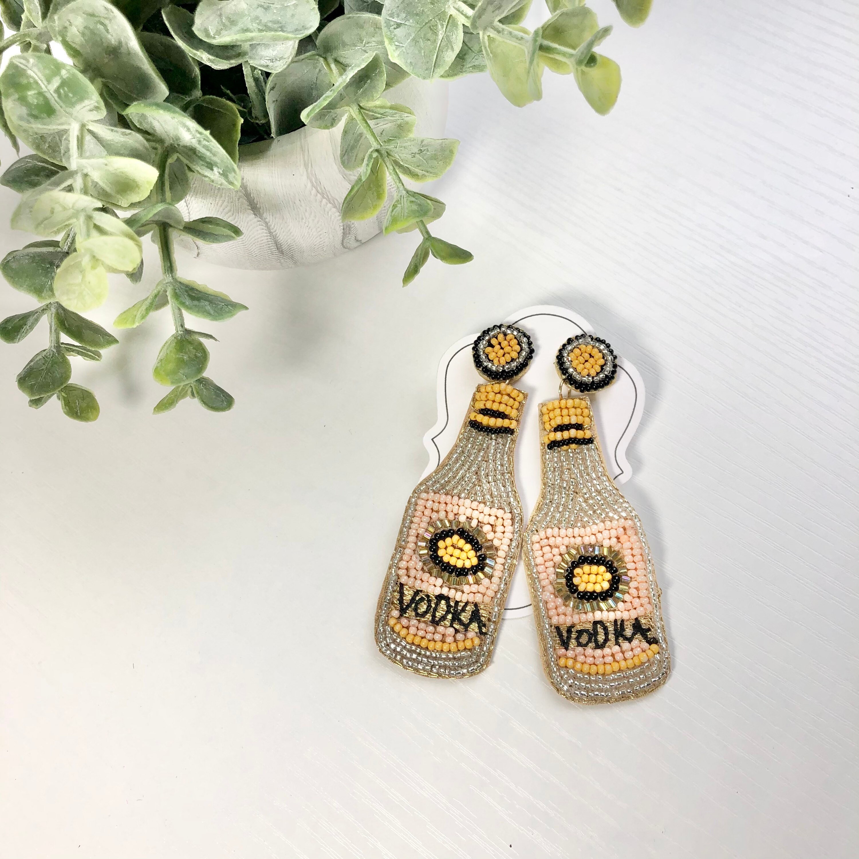 Beaded Vodka Earrings Liquor Bottle Earrings Very Stylish Etsy