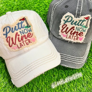 Putt Now Wine Later ハット - ゴルフ - さまざまな色!
