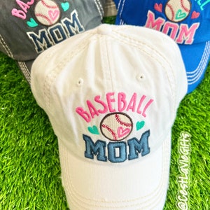 Baseball Mom Hat - Distressed Hat - Cap - Game Day - Gift
