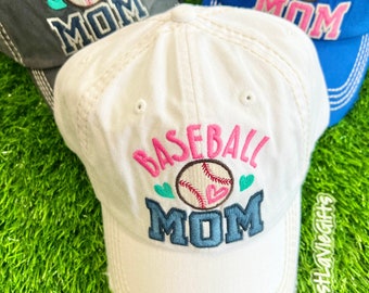 Baseball Mom Hat - Distressed Hat - Cap - Game Day - Gift