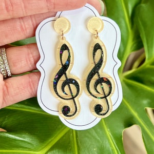 Laser Cut Music Note Earrings: Lightweight Acrylic, Gift for Musician