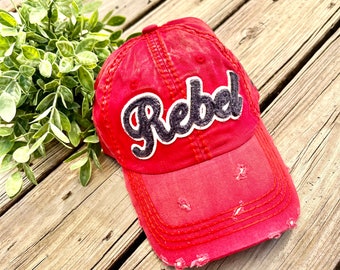 Rebel Baseball Hat - Several Colors - Distressed - Vintage Style - Mississippi - Several colors