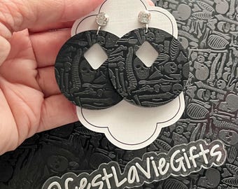 Black Skull & Bones Acrylic Earrings: Halloween Jewelry