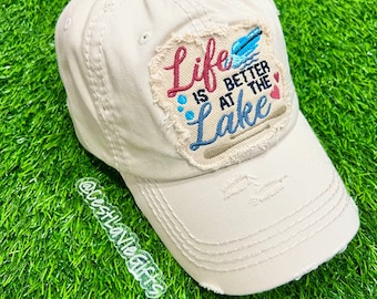 Lake Life Hat: Distressed Baseball Cap