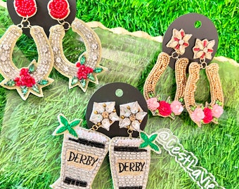 Derby Earrings, Kentucky Derby, Horse Race, Mint Julep, Horseshoe, Jockey