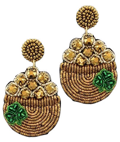 St. Patrick’s Day Earrings - 6 Choices! Clovers, Shamrock, Green Beer - Seed Bead & Sequin - Post back - Parade ready!
