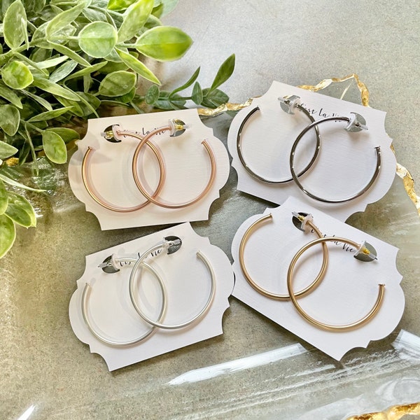 Gold and Silver Hoop Earrings - 4 Colors! Classy & Stylish - 2 inch Hoops