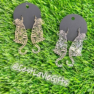 Gold or Silver Filigree Tiger Earrings - Game Day - Bengal