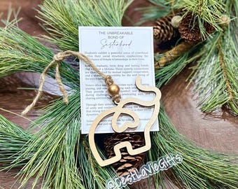 Wooden Elephant Ornament: Sisterhood Gift, Meaningful Keepsake