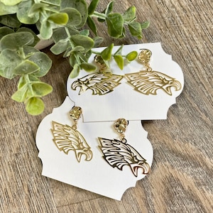 Gold or Silver Filigree Eagle Earrings - Perfect for Game Day! Or Falcons!