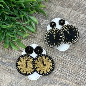 Happy New Year Earrings! Champagne, TOP HATS, Clocks, Black & Gold!! 6 Choices! NYE! image 3