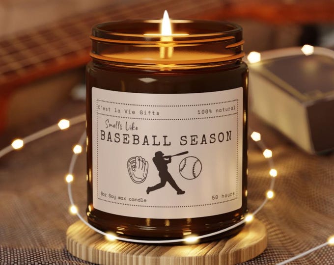 Smells Like Baseball Season Candle - Game Day Candle, Funny Sports Gift, Baseball Mom, Coach gift, Christmas gift