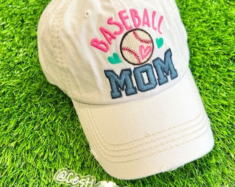 Baseball Mom Hat - Distressed Hat - Cap - Game Day - Gift