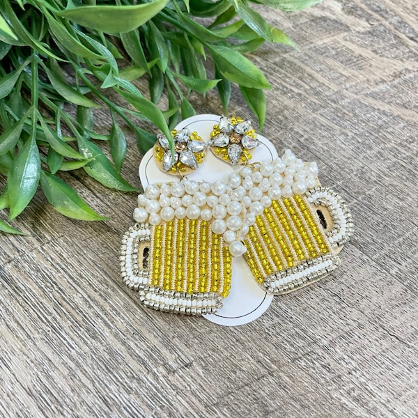 Beaded Beer Glass Mug Earrings - Cheers! So much fun & Lightweight!