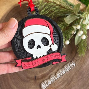 Ornament - Sorta Scary Sorta Merry Ornament - Skeleton - Christmas - Gift - Santa - Halloween - Skull