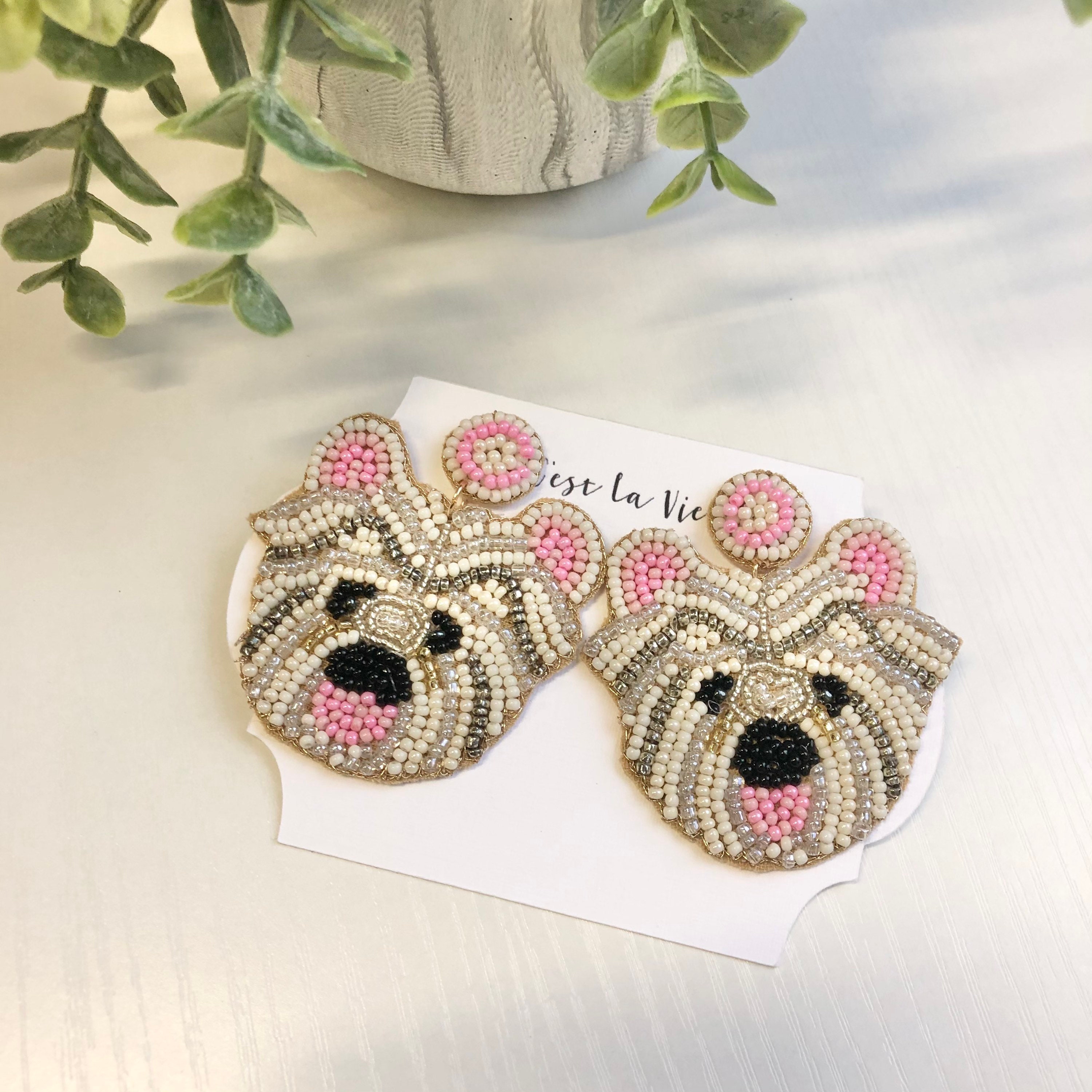 Perlen Malteser Hunde Ohrringe Schöne Details Etsy