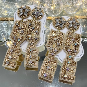 Beaded NYE Earrings: Gold New Years Eve Party Jewelry