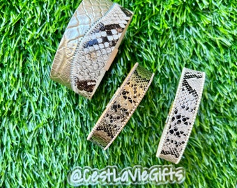 Pulsera magnética de cuero con estampado de serpiente y leopardo (3 estilos)