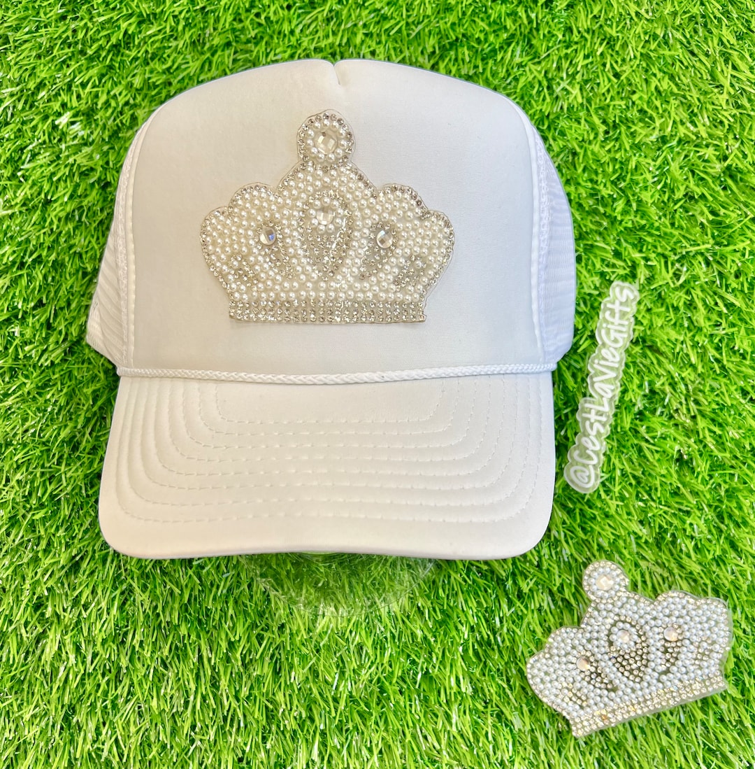 Custom Crown Trucker Hat: Rhinestone & Pearl Foam Hat - Etsy