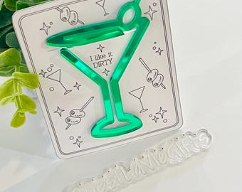 Martini Glass Lesezeichen: Grüner Spiegel Acryl, Geschenk für Buchliebhaber