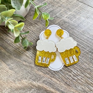 Acrylic Beer Glass Mug Earrings - Cheers! So much fun & Lightweight!