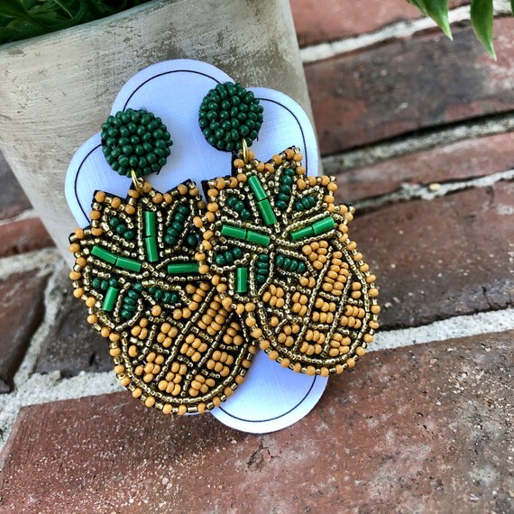 Pineapple beaded sale earrings