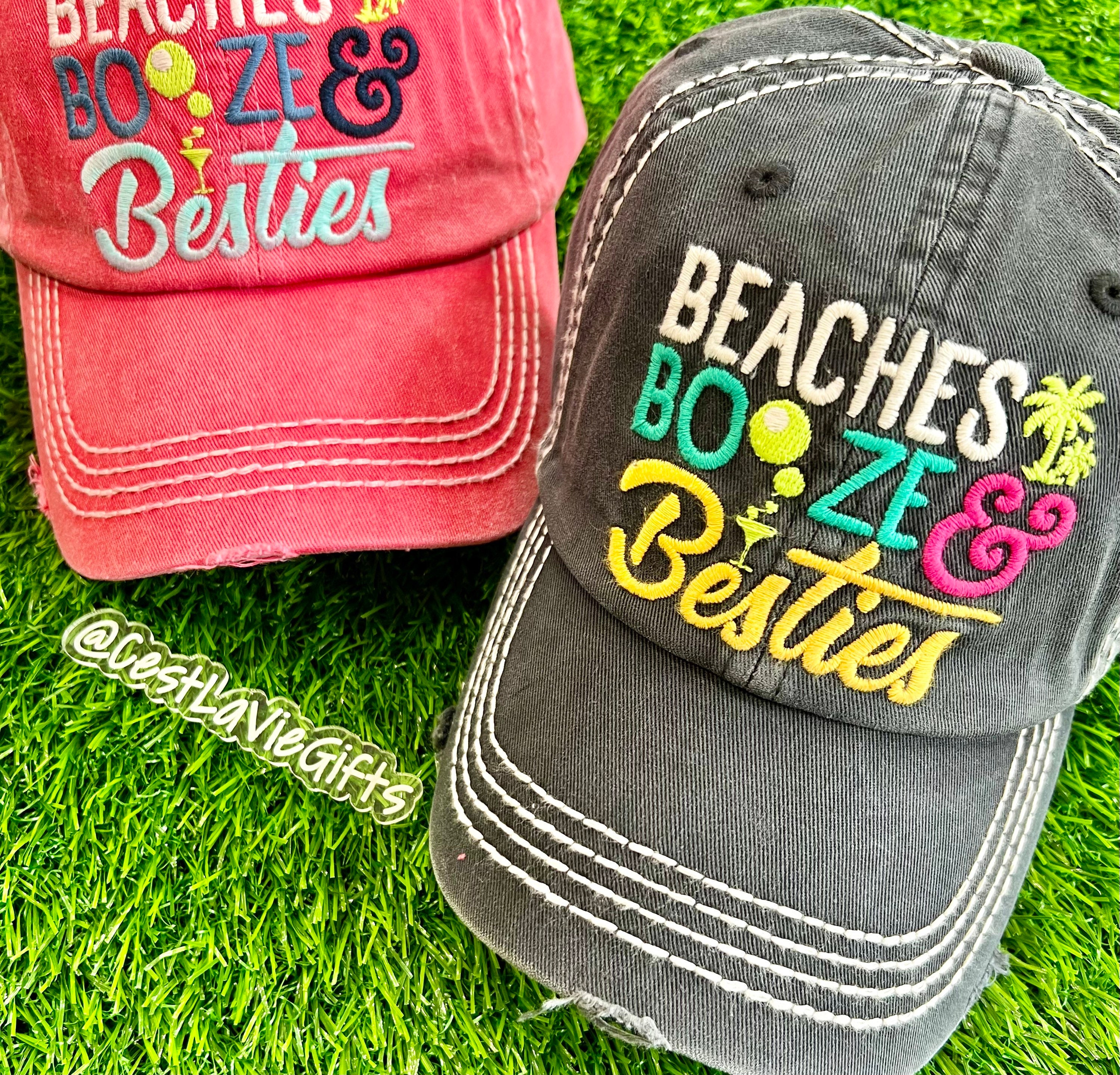 Beaches, Booze, Besties Baseball Cap or Hat Perfect Beach Hat