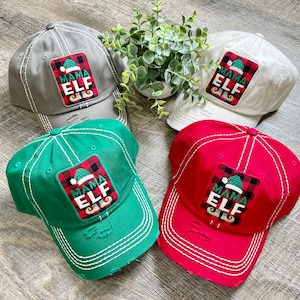 Mama Elf Christmas Hat: Distressed Holiday Baseball Cap