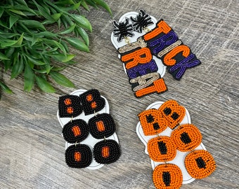 Trick or Treat, BOO & Spider Halloween Earrings - Beaded - 4 Choices!