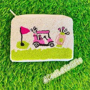 Beaded Coin Purse - Golf Themed - Golf Cart