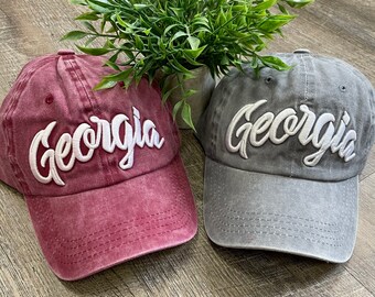 Distressed Georgia Hat - Maroon, Black or Grey - Game Day - Football - College - State of Georgia