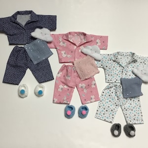 Pyjamas, comforter and slippers set for 36cm doll