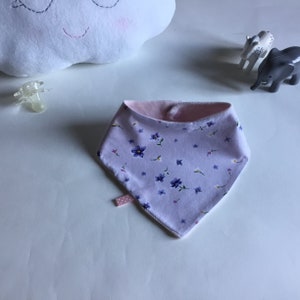 Foulard bandana coton et polaire Lilas fleuri