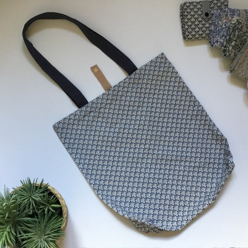 Foldable bag, reusable shopping bag, foldable shopping bag, zero waste shopping bag Bleu géométrique