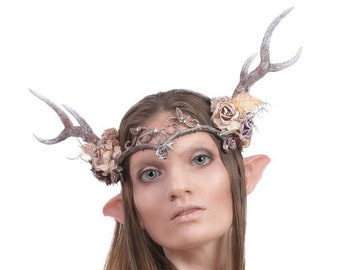 OOAK Woodland Fairy or Elf Tiara with Antlers