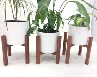 Handmade Solid Sapele Wood Plant Stand