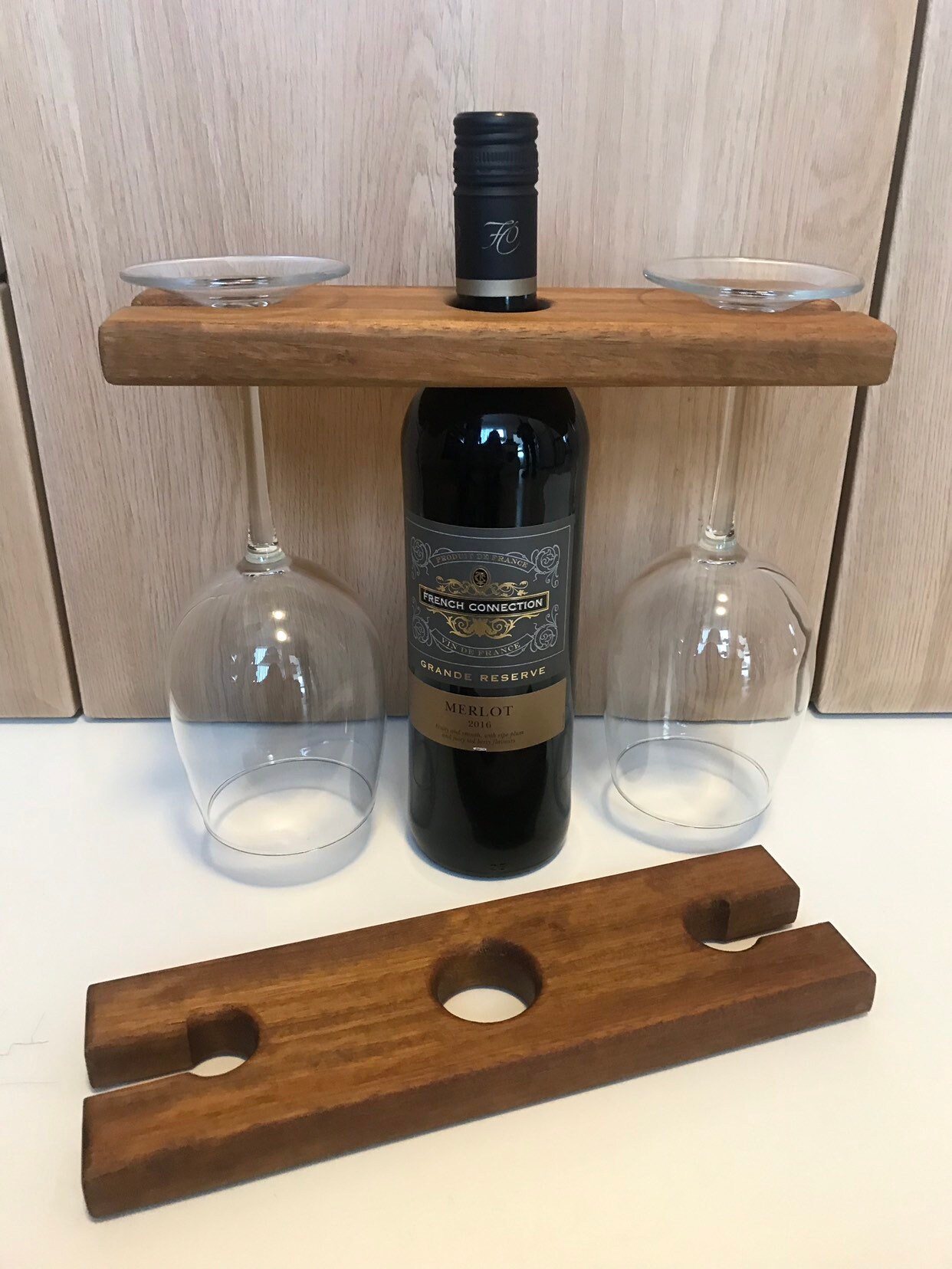 wine glass display rack on Iroko Wood Wine Bottle And Glass Holder Rack Display Etsy
