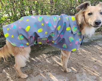 Raincoat Shower Proof Water Resistant Soft Shell Fleece Sighthound Whippet Greyhound Saluki Long Dog Velcro Dry Warm Jacket Clothes